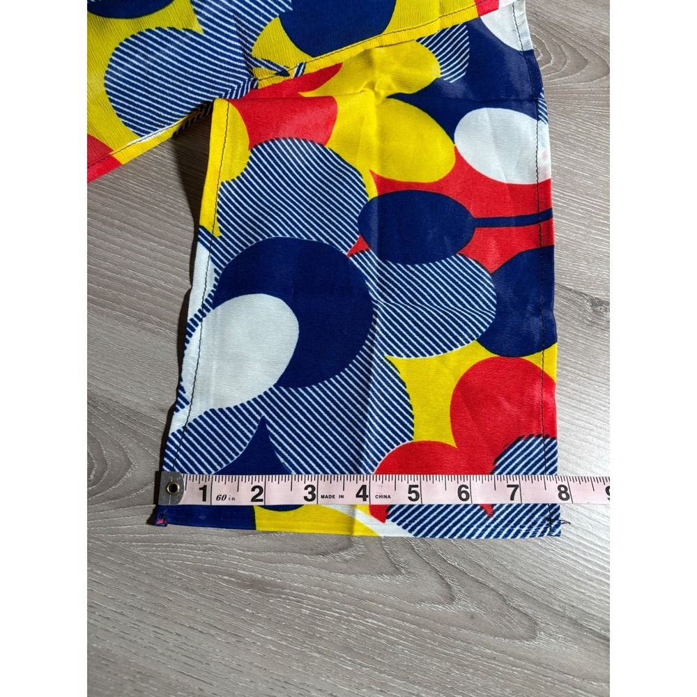 Vintage Flophar Scarf Red Blue Yellow Abstract Geometric Retro Mod Print 8x40 - Picture 4 of 5